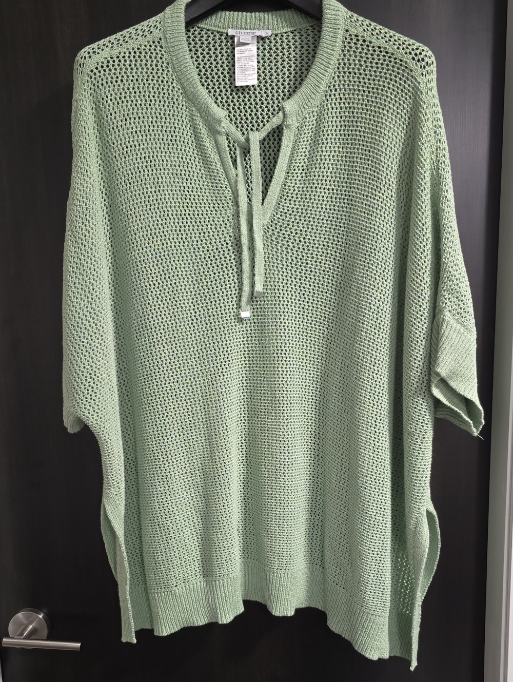 Chico's Gorgeous Open-Weave Tie-Neck Pullover